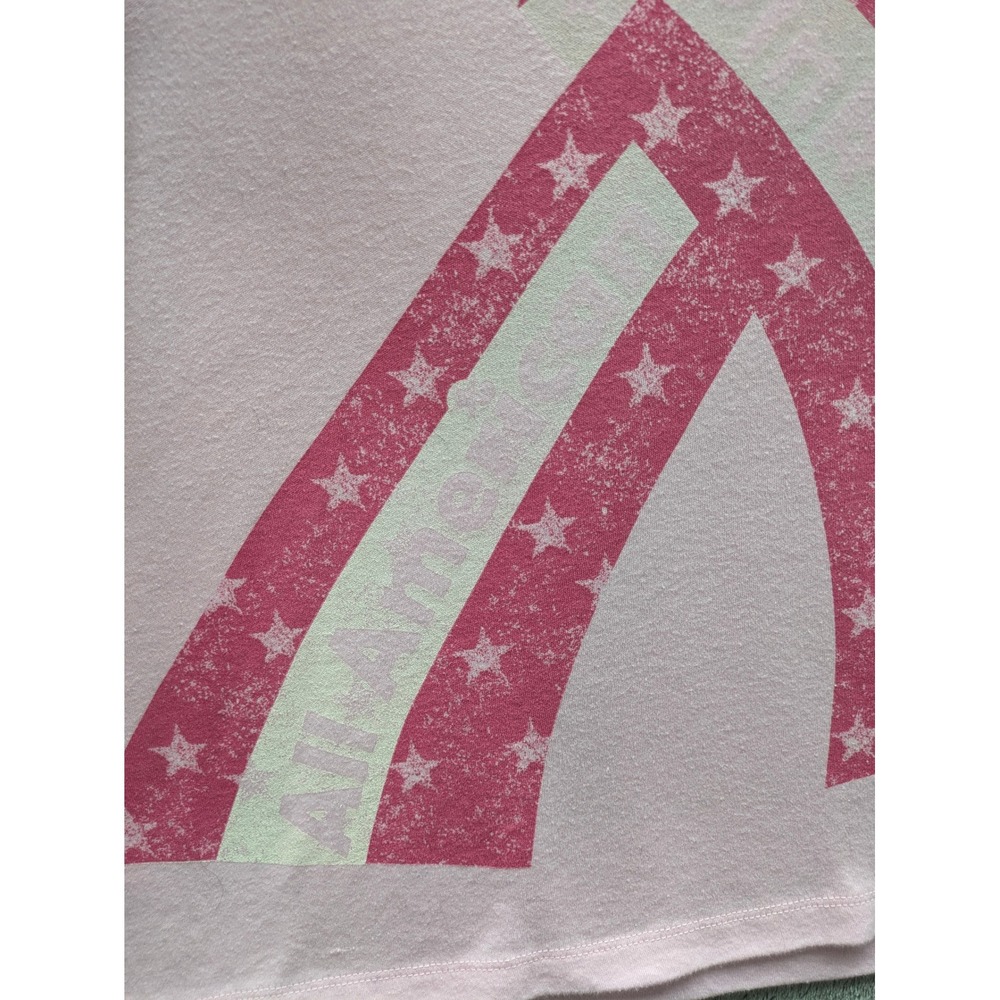 Americana Pink Ribbon Graphic‎ TShirt Womens XL All American Strong Stars - Picture 2 of 8